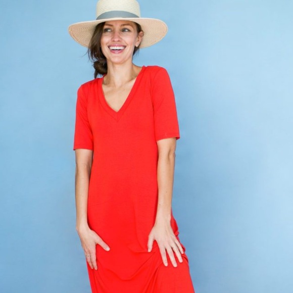 Sonnet James Liv Maxi Dress V-Neck Sun Dress Travel Athleisure Resortwear NWT - Picture 1 of 10